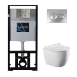 Инсталляция с панелью смыва + унитаз AZARIO Geno с сиденьем микролифт+ клавиша 0011 &mdash; 