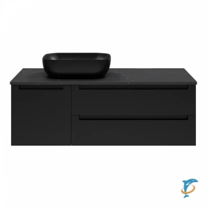 Тумба с раковиной Brevita Cargo 120 подвесная (черная)  (CAR-01120-021П2Я+VS03-120К+Misty_MU0055B-MB)