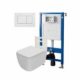 Инсталляция Point Элемент PN45120 + Клавиша Ника, белая, PN44081W + Унитаз Меркурий PN41831WM — 