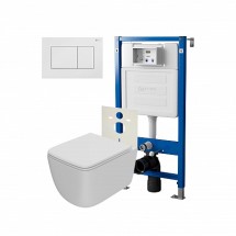 Инсталляция Point Элемент PN45120 + Клавиша Ника, белая, PN44081W + Унитаз Меркурий PN41831WM — 