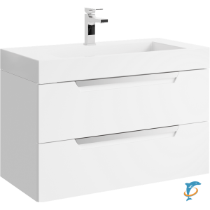 Тумба с раковиной Aqwella Cube 90 подвесная белая  (CUB0109W+aqwella_Tol.09.04.D)