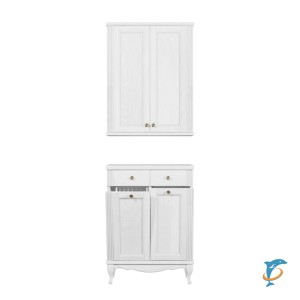 Комплект ValenHouse Лиора 65 белый комод и шкаф, фурнитура бронза (Л65_ККШББ)