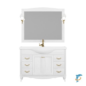 Комплект мебели ValenHouse Эллина 120 белый без пенала, фурнитура золото  (Е120_КТЗБЗ)