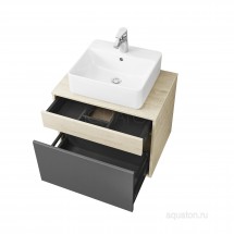 Тумба с раковиной Aquaton Лофт Урбан 65 серый графит, дуб орегон с раковиной Aquaton Geometry 450х400 — 