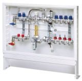 Коллекторный узел в коллекторном шкафу для напольного отопления с контурами радиаторного отопления FAR FK3484C10402  — 