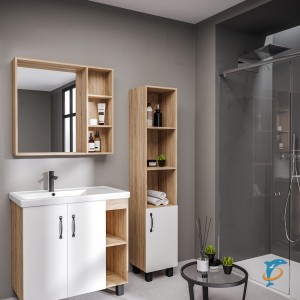 Тумба с раковиной напольная Grossman "ФЛАЙ-80 см" дуб сонома/белая (ум.Фостер-80 Пр)  (108001 + 30469)