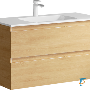 Тумба с раковиной Aqwella Accent 100 подвесная дуб золотой  (ACC0110DZ+aqwella_Mal.10.04.D)