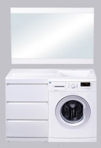 Тумба с раковиной El Fante Даллас 120 Люкс PLUS напольная, белая, 3 ящика, левая/правая — Тумба для комплекта El Fante Даллас 120 Люкс PLUS подвесная, белая, 3 ящика