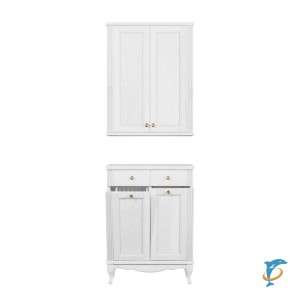 Комплект ValenHouse Лиора 65 белый комод и шкаф, фурнитура золото  (Л65_ККШБЗ)