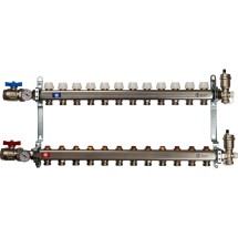 Коллектор STOUT из нержавеющей стали в сборе без расходомеров 12 выходов — Коллекторные блоки STOUT производятся в Италии под тщательным контролем, проходя многочисленные тесты и сертификацию оборудования.