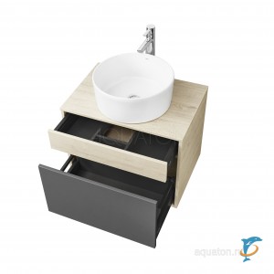 Тумба с раковиной Aquaton Лофт Урбан 65 серый графит, дуб орегон с раковиной Roca Mila 40х40  (1A254001LQX60 + Aquaton_32700C000)