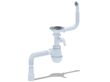 Сифон одинарный Ани Грот 3 1/2&quot; с переливом, отводом и гофрой Анипласт — 