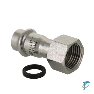 Пресс-фитинг из нержавеющей стали с накидной гайкой VALTEC 22 мм х 1/2"  (VTi.908.I.002204)