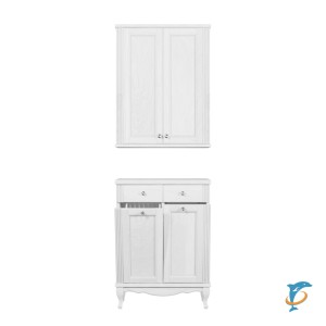 Комплект ValenHouse Лиора 65 белый комод и шкаф, фурнитура хром (Л65_ККШБХ)