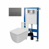 Инсталляция Point Элемент PN45120 + Клавиша Меркурий графит PN44831GM+Унитаз Меркурий PN41831WM — 