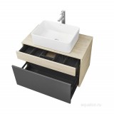 Тумба с раковиной Aquaton Лофт Урбан 80 серый графит, дуб орегон с раковиной Roca Mila 35х50 — 