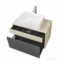 Тумба с раковиной Aquaton Лофт Урбан 80 серый графит, дуб орегон с раковиной Roca Mila 35х50 — 