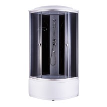 Душевая кабина Loranto 1200x1200x2150 стекло 4 мм. поддон 43 см, задняя стенка черное стекло, алюминиевый профиль матовый хром (CS-1200ТМ/G) — 