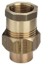 Разъёмное соединение Viega d15х1/2 с переходом на внутреннюю резьбу с плоским уплотнением под пайку, бронза-латунь, модель 94330G — 