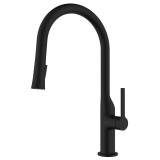 Смеситель для кухонной мойки Azario VINCENTE выдвижной излив, керамический картридж, чёрный (AZ-VPV569064PA) — 