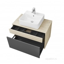 Тумба с раковиной Aquaton Лофт Урбан 80 серый графит, дуб орегон с раковиной Aquaton Geometry 450х400 — 