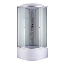 Душевая кабина Loranto 1200x1200x2150 стекло 4 мм. поддон 43 см, задняя стенка белое стекло, алюминиевый профиль матовый хром (CS-1200ТМ/F) — 