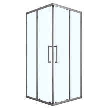 Душевое ограждение Loranto 100x100x190 раздвижная дверь, прозрачное стекло 6 мм, профиль серый матовый (CS-AB01GG-100) &mdash; 