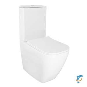 Унитаз-компакт Azario MIRADA S 385х620х920 напольный, безободковый в комплекте с бачком и сиденьем микролифт, белый (AZ-1288A) (AZ-1288A)