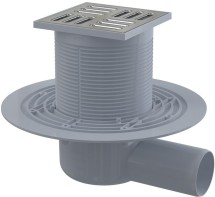 Сливной трап боковой AlcaPlast APV1321 — Сливной трап 105 × 105/50, подводка – боковая, решетка – нержавеющая сталь, гидрозатвор – комбинированный гидрозатвор SMART