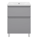 Тумба с раковиной Misty Лаки 60 (серая) — Раковина мебельная Misty D - 4019 75 см "Fresko" "Roma"