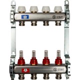 Коллектор STOUT из нержавеющей стали с расходомерами 4 выхода — Коллекторные блоки STOUT производятся в Италии под тщательным контролем, проходя многочисленные тесты и сертификацию оборудования.