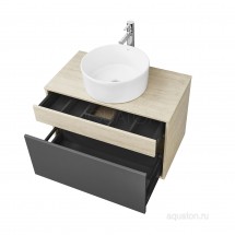 Тумба с раковиной Aquaton Лофт Урбан 80 серый графит, дуб орегон с раковиной Roca Mila 40х40 — 