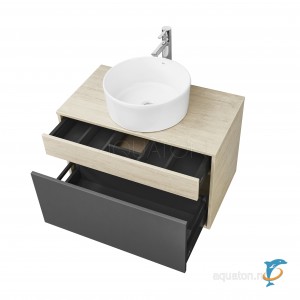 Тумба с раковиной Aquaton Лофт Урбан 80 серый графит, дуб орегон с раковиной Roca Mila 40х40 (1A247601LQX60 + Aquaton_32700C000)