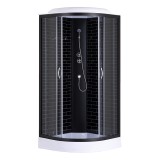 Душевая кабина Loranto 900х900х2150 поддон 13см, черный кирпичный узор, прозрачное стекло 4мм, профиль черный (CS669013GB90) — 