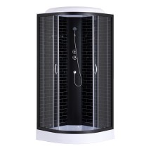 Душевая кабина Loranto 900х900х2150 поддон 13см, черный кирпичный узор, прозрачное стекло 4мм, профиль черный (CS669013GB90) — 