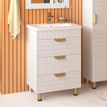 Тумба с раковиной Brevita Gloster 70 с 3 ящиками напольная, белая — 