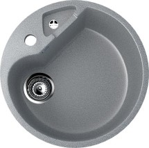 Круглая мойка с дополнительной секцией и отверстием под смеситель ULGRAN U-108 темно-серый — 