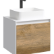 Тумба с раковиной Aqwella 5 Stars Mobi 60 подвесная, белый, дуб балтийский (раковина Джой)  (MOB0106W+MOB0706DB+641945)