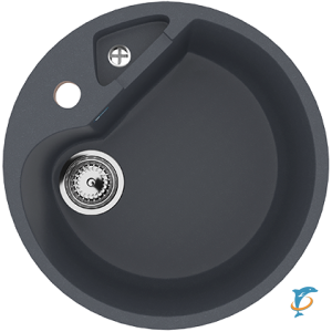 Круглая мойка с дополнительной секцией и отверстием под смеситель ULGRAN U-108 антрацит  (U-108-343)