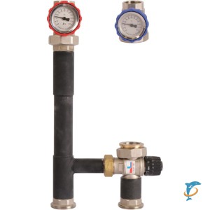 Насосная группа с термостатическим смесительным клапаном (20-40?С) 1" без насоса ROMMER RDG-0002  (RDG-0002-002501)