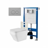 Инсталляция Point Элемент PN45120 +Клавиша Виктория нерж сталь PN44061SB+Унитаз Аврора PN41101 — 