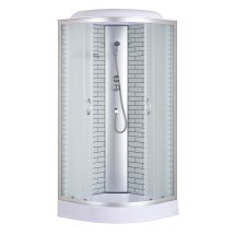 Душевая кабина Loranto SUNWAY 1000х1000х2150 поддон 13см, белый кирпичный узор, матовое стекло 4мм, профиль хром (CS661013FW100) — 