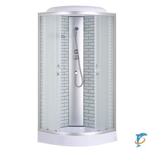 Душевая кабина Loranto SUNWAY 1000х1000х2150 поддон 13см, белый кирпичный узор, матовое стекло 4мм, профиль хром (CS661013FW100)  (CS661013FW100)