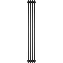 Стальной трубчатый радиатор STOUT TUBE QUADRO 4 секции боковое подключение QV40-1750-4 RAL1T103S9005 (черный матовый муар), STQV4017504RAL1T103S9005 &mdash; 