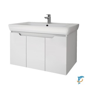 Тумба с раковиной Dreja Q (D) 80 подвесная, белый глянец  (99.1003+192185)