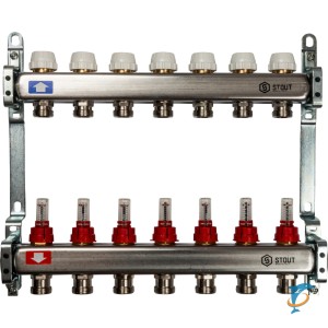 Коллектор STOUT из нержавеющей стали с расходомерами 7 выходов (SMS 0917 000007)