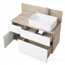 Тумба под раковину Aquaton Мишель 100 дуб эндгрейн, белый 1A244101MIX40 — 