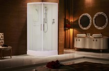 Кабина душевая ESBANO ELEGANCIA полукруглая, 90х90х210 см,  белый, низкий — 