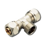 Тройник Н Tiemme 26x3/4x26 серии 1608 &mdash; Предназначены для соединения металлопластиковой трубы с резьбовыми фитингами и/или трубами