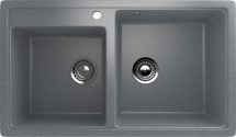 Двухсекционная мойка с отверстием под смеситель ULGRAN U-200 темно-серый — 